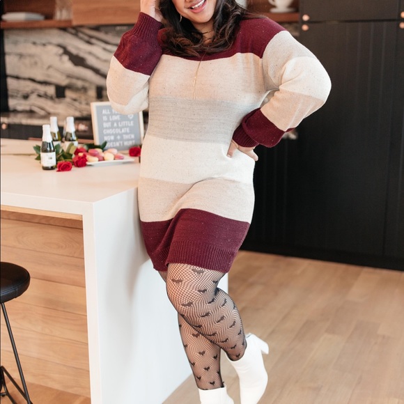 Sentimental Striped Tunic Dress in Burgundy - Picture 9 of 15